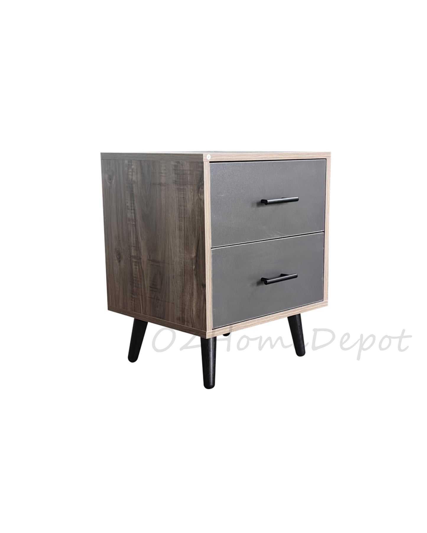 Coffee-colored Wood Grain with Gray Two-Drawer Bedside Cabinet | Storage Cabinet | 0020