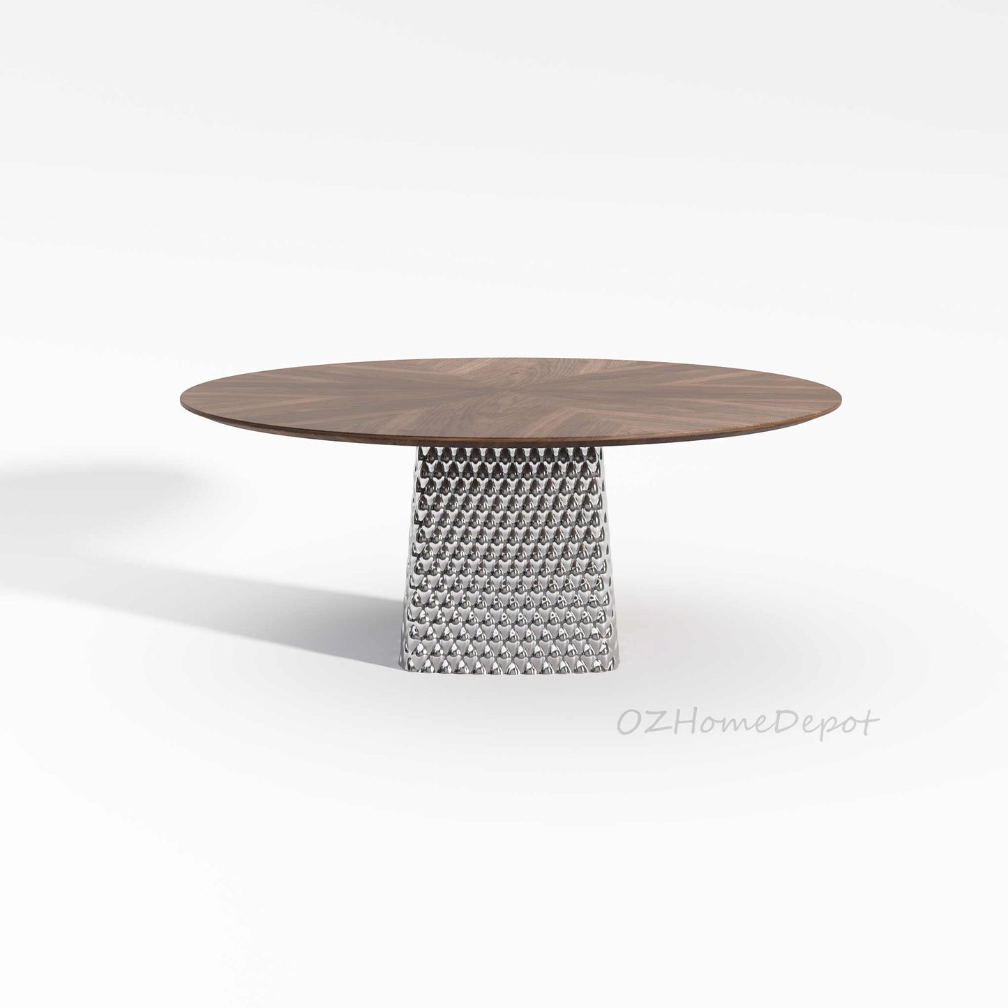 NIKA Walnut Color Spliced Tabletop with Gunmetal Base Dining Table | 9052