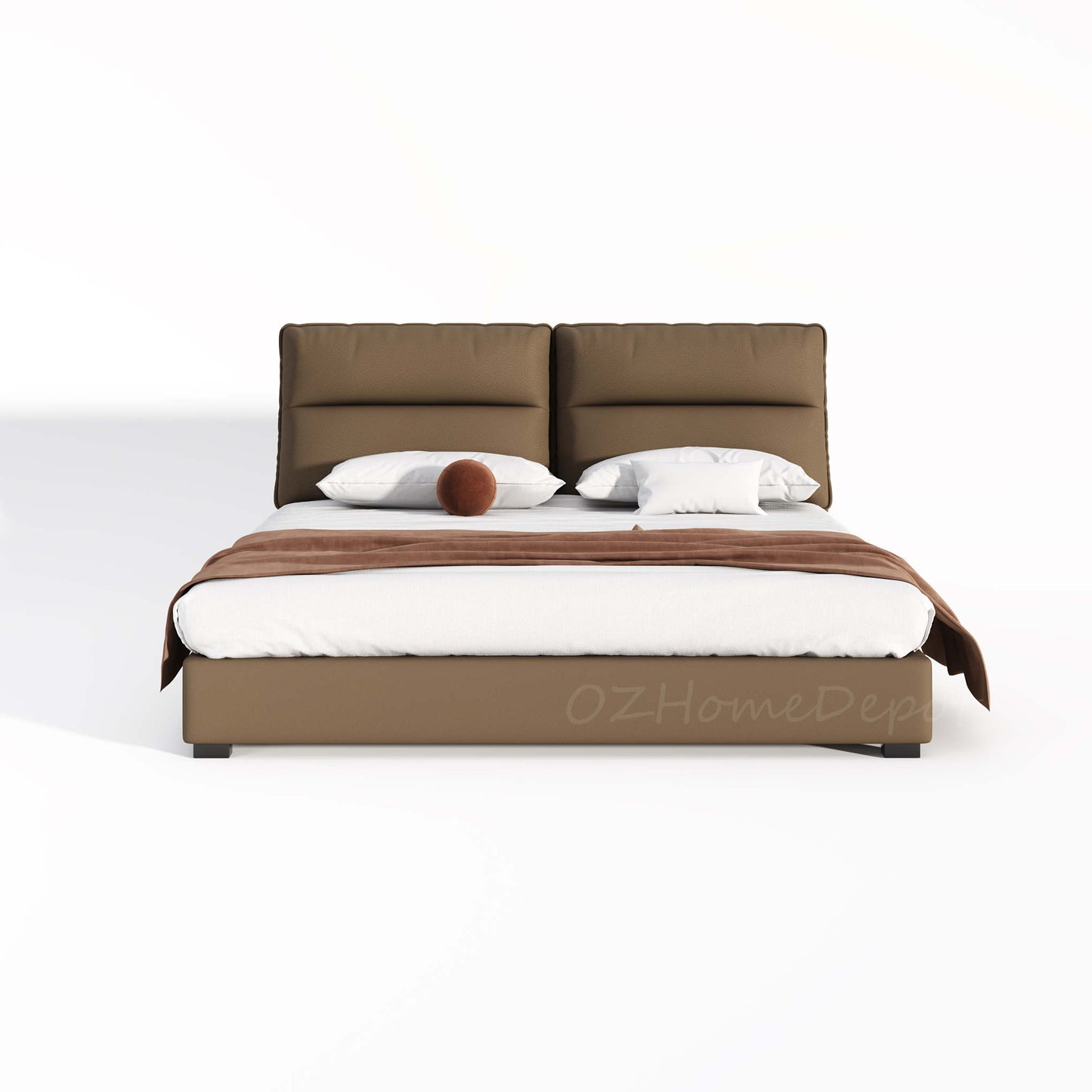 PETRA Cushion Back Leathaire Bed Frame Queen/ King/ Steel legs