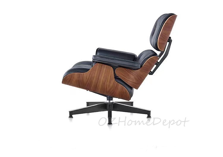 EAMES Classic Replica Eames Black Leather Lounge Chair with Ottoman | S-2001-ORG