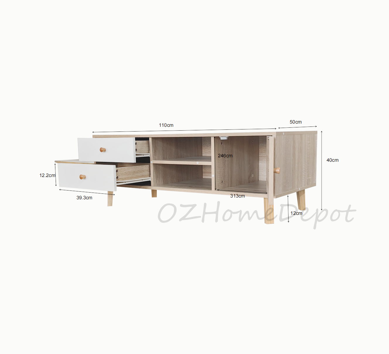 Natural Wood Color with White drawer Coffee Table | Storage Cabinet | 2004-02