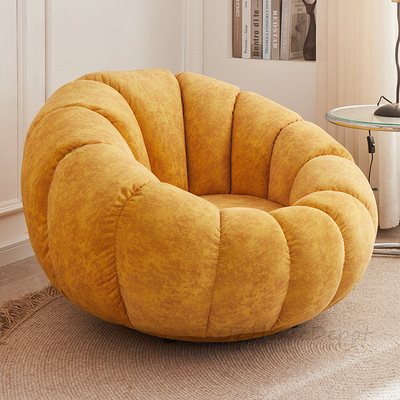 "PUMPKIN 【Special Offer with Footstool】Multiple Colors, Internet Famous Style, Milk White Sherpa Single Sofa in Pumpkin Shape