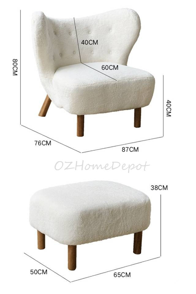 [Special Offer: Free Ottoman] SNAIL Multi-Color Popular Milk White Sherpa Single Sofa