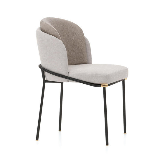 ÉLÉONORE Hermes-Style Leather and Canvas Mixed Color Dining Chair | 4030