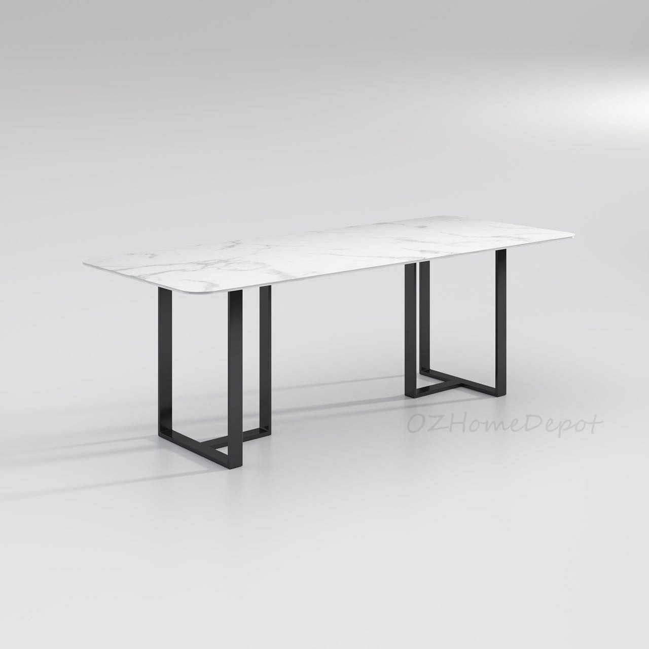 ELOWEN Marble Paint Sintered Stone Top - Matte Finish  Long Dining Table