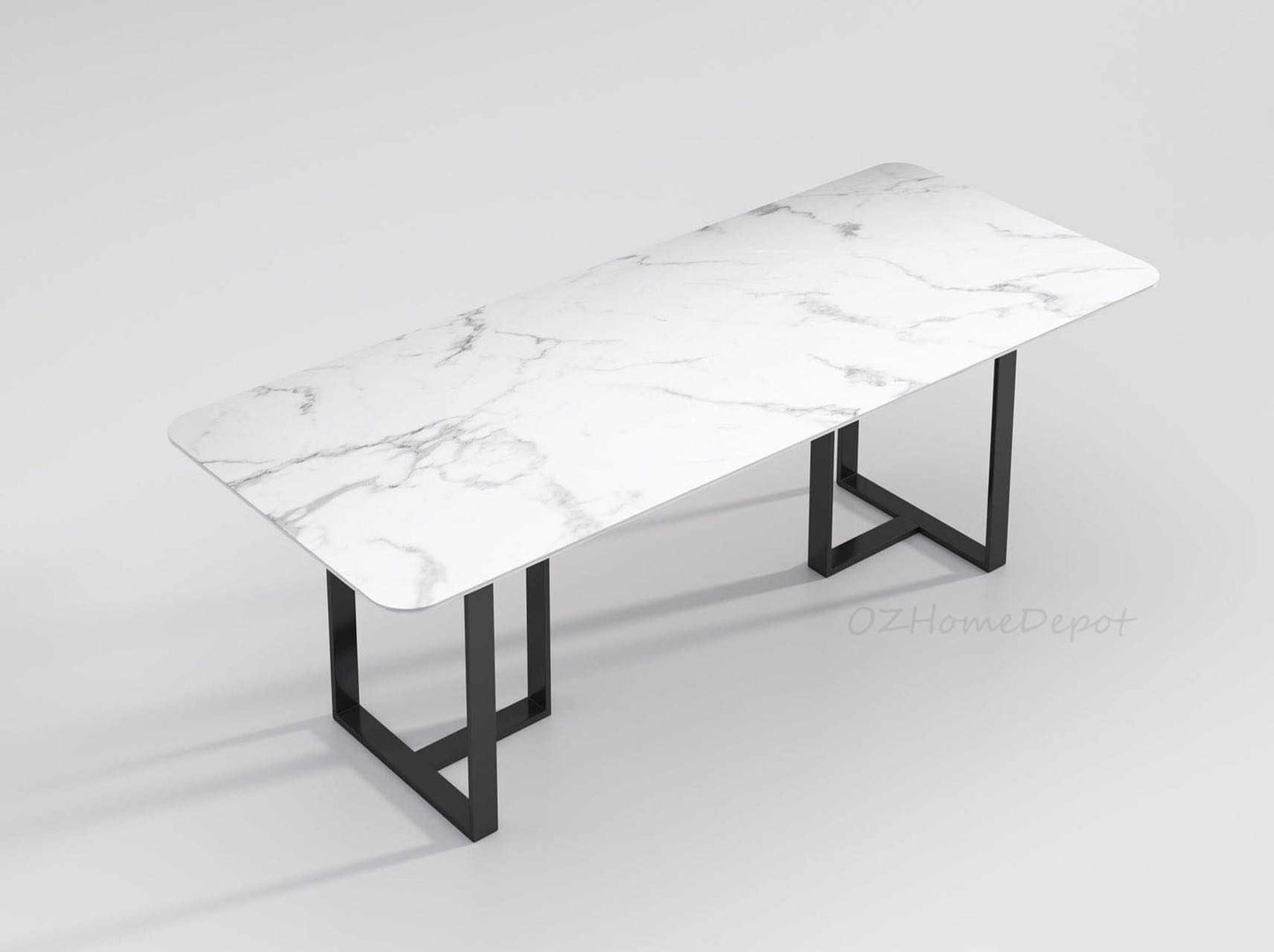 ELOWEN Marble Paint Sintered Stone Top - Matte Finish  Long Dining Table