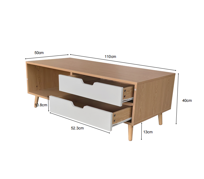 Natural Wood Color with White Drawer Coffee Table | 5002 New Model