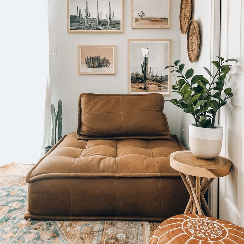 TOFU  High-Fiber Brown Leather Tofu Block Sofa | 1023