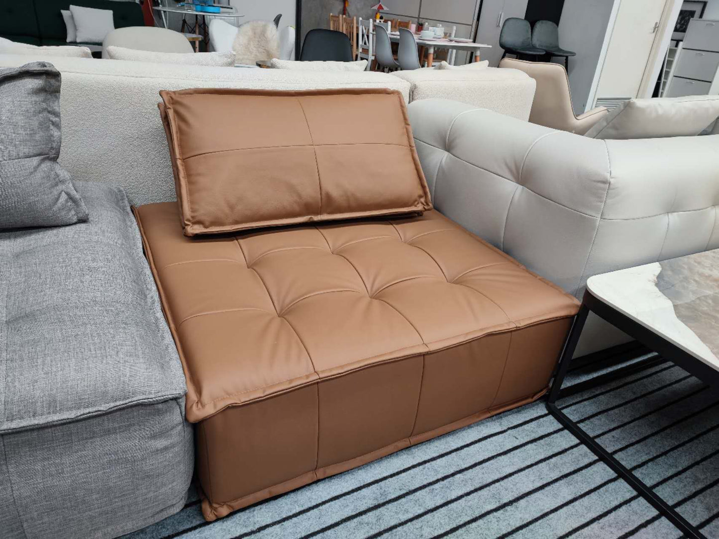 TOFU  High-Fiber Brown Leather Tofu Block Sofa | 1023