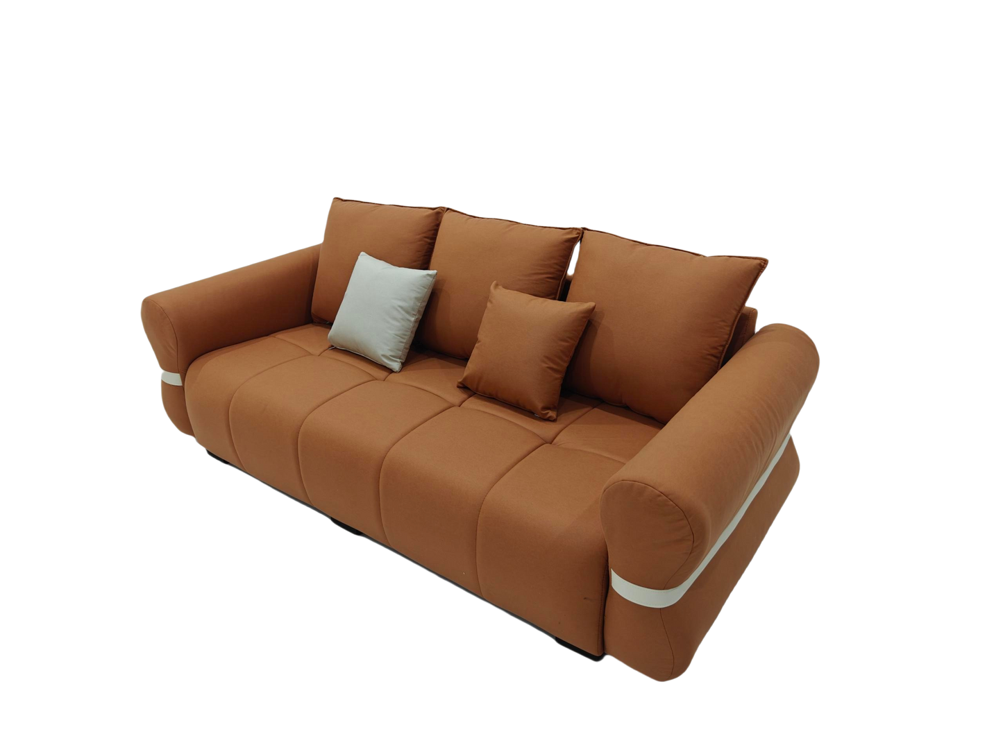 【Pre-order】CARAMEL Brown Scratch-Resistant Fabric Three-Seater Sofa Long Sofa 210cm | 1030-210