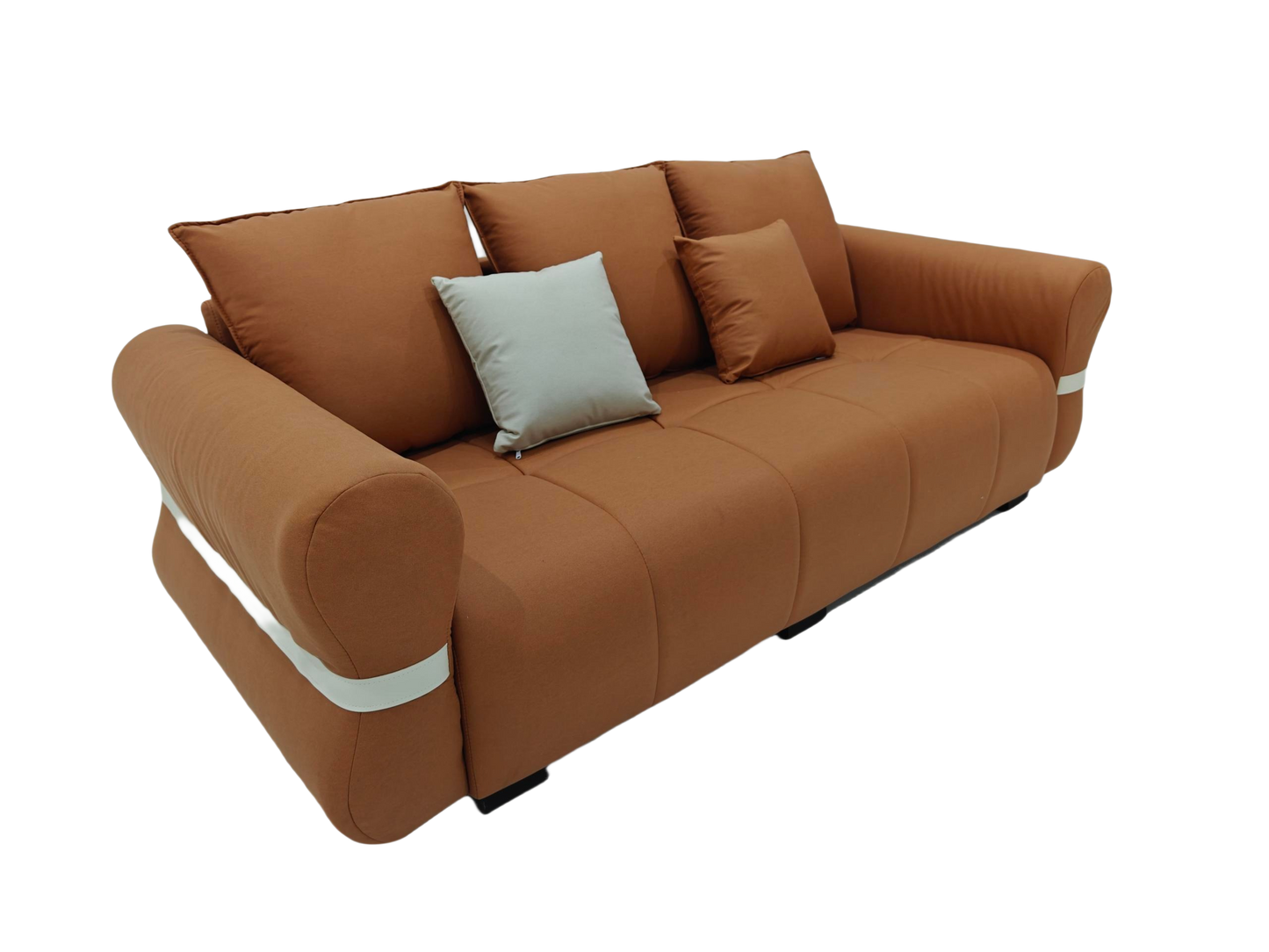 【Pre-order】CARAMEL Brown Scratch-Resistant Fabric Three-Seater Sofa Long Sofa 210cm | 1030-210