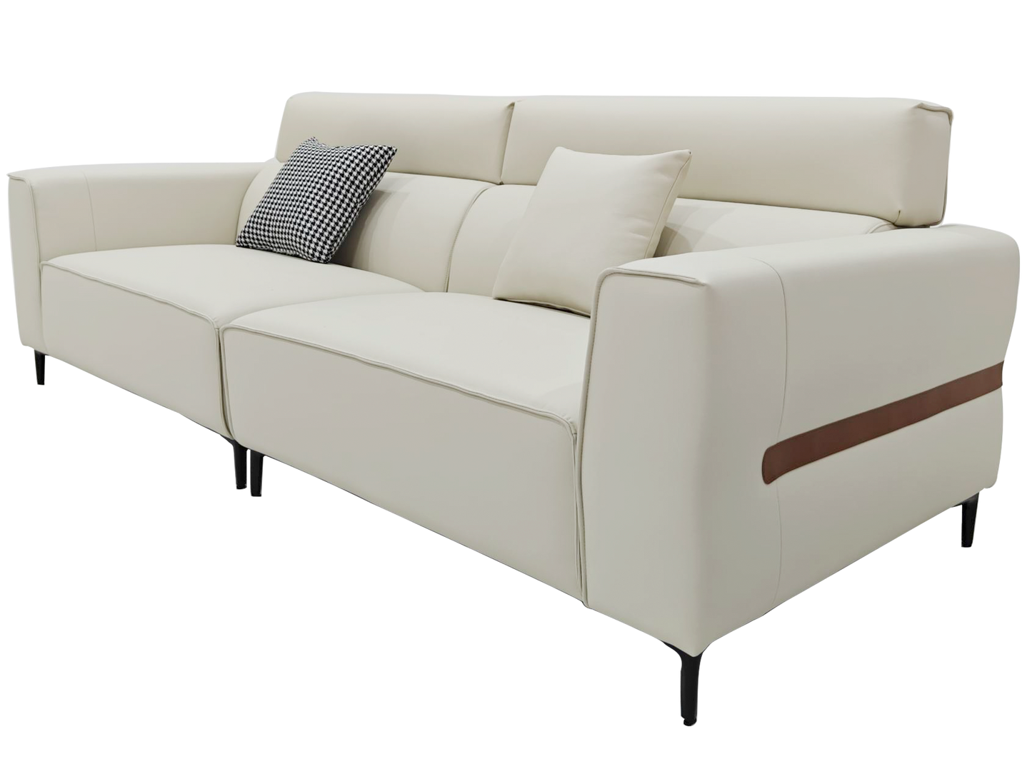 MANDU Milk White Genuine Leather Three-Seater Sofa 246cm | 1026-246