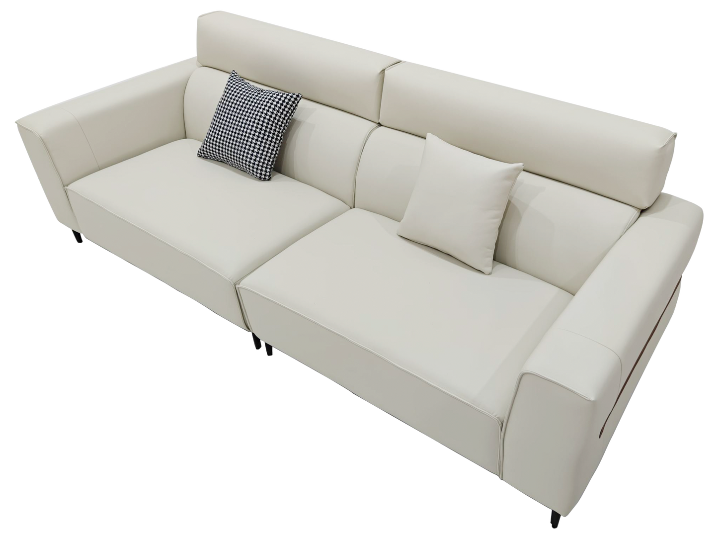 MANDU Milk White Genuine Leather Three-Seater Sofa 246cm | 1026-246