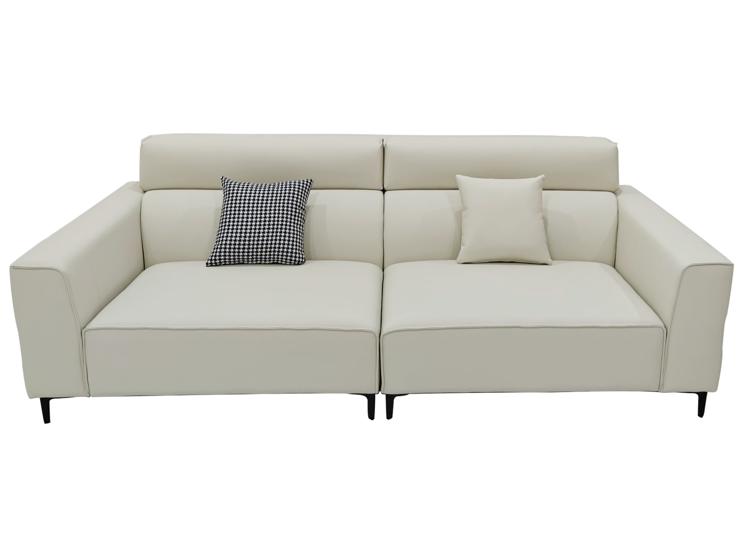 MANDU Milk White Genuine Leather Three-Seater Sofa 246cm | 1026-246