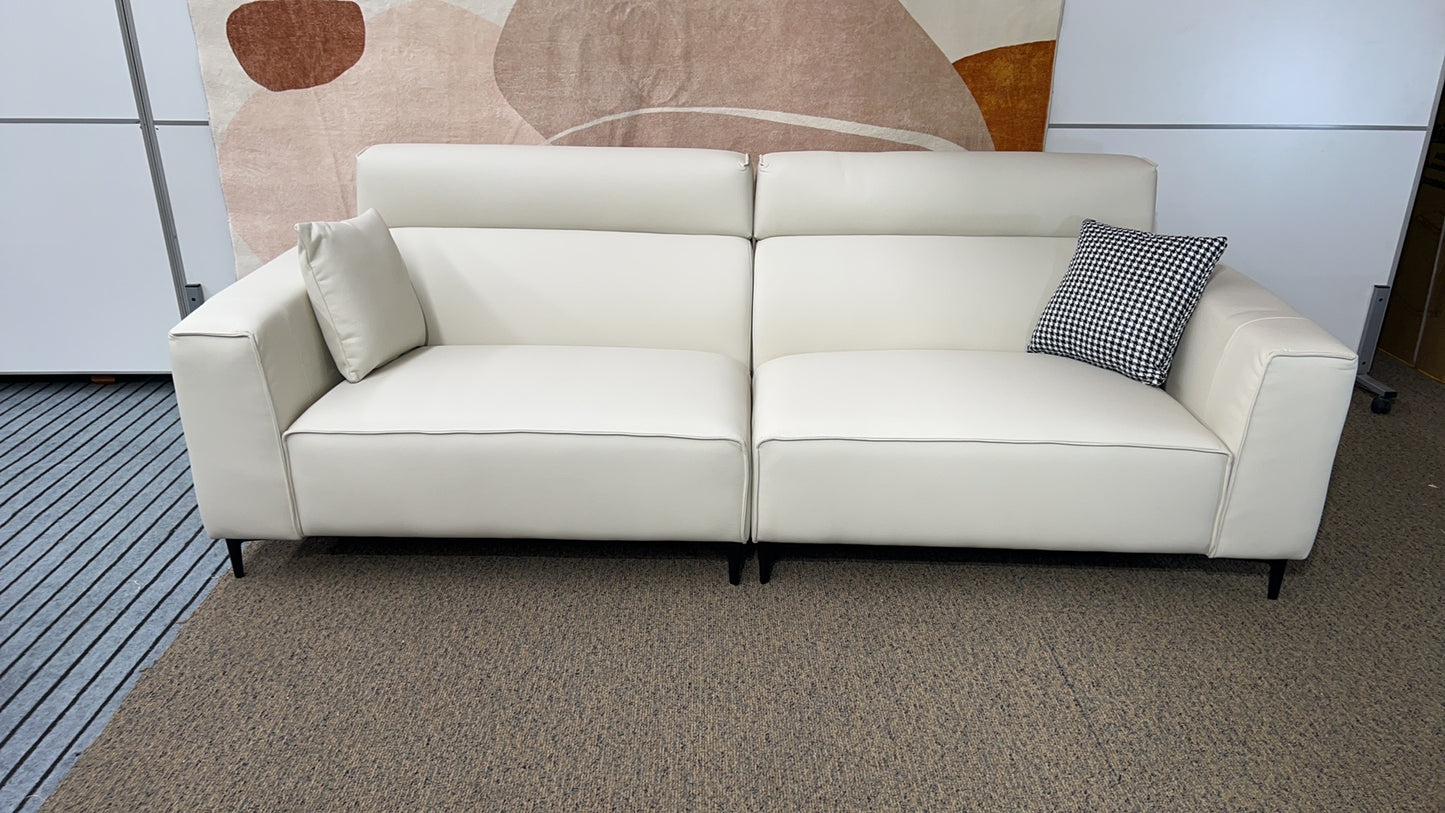 MANDU Milk White Genuine Leather Three-Seater Sofa 246cm | 1026-246