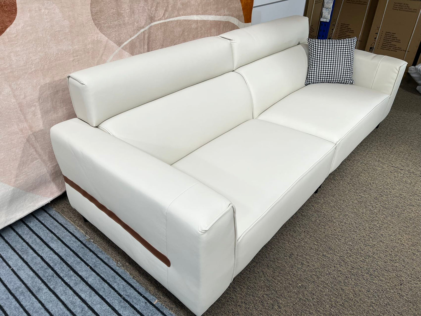 MANDU Milk White Genuine Leather Three-Seater Sofa 246cm | 1026-246