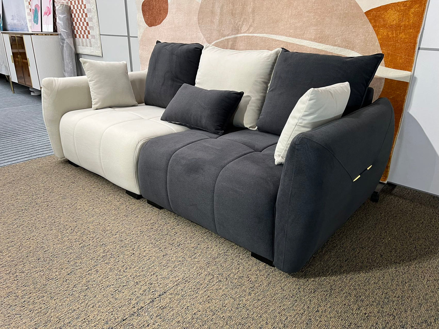 OREO Two-Tone Velvet Comfort Two-Seater Sofa 200cm | 1031-200