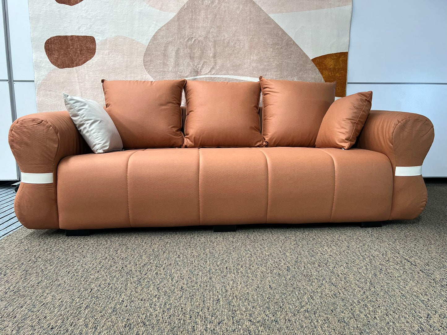 【Pre-order】CARAMEL Brown Scratch-Resistant Fabric Three-Seater Sofa Long Sofa 210cm | 1030-210