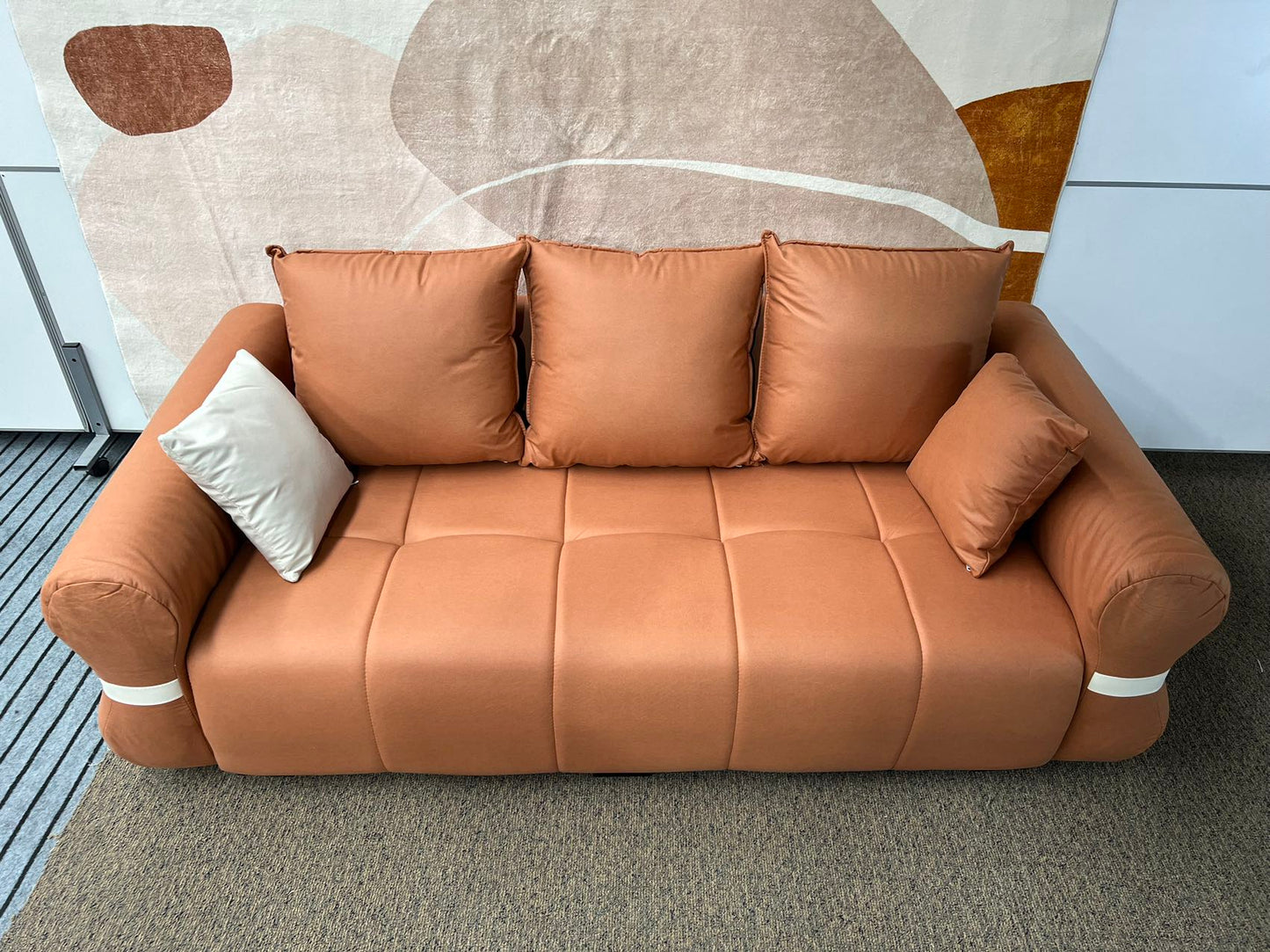 【Pre-order】CARAMEL Brown Scratch-Resistant Fabric Three-Seater Sofa Long Sofa 210cm | 1030-210