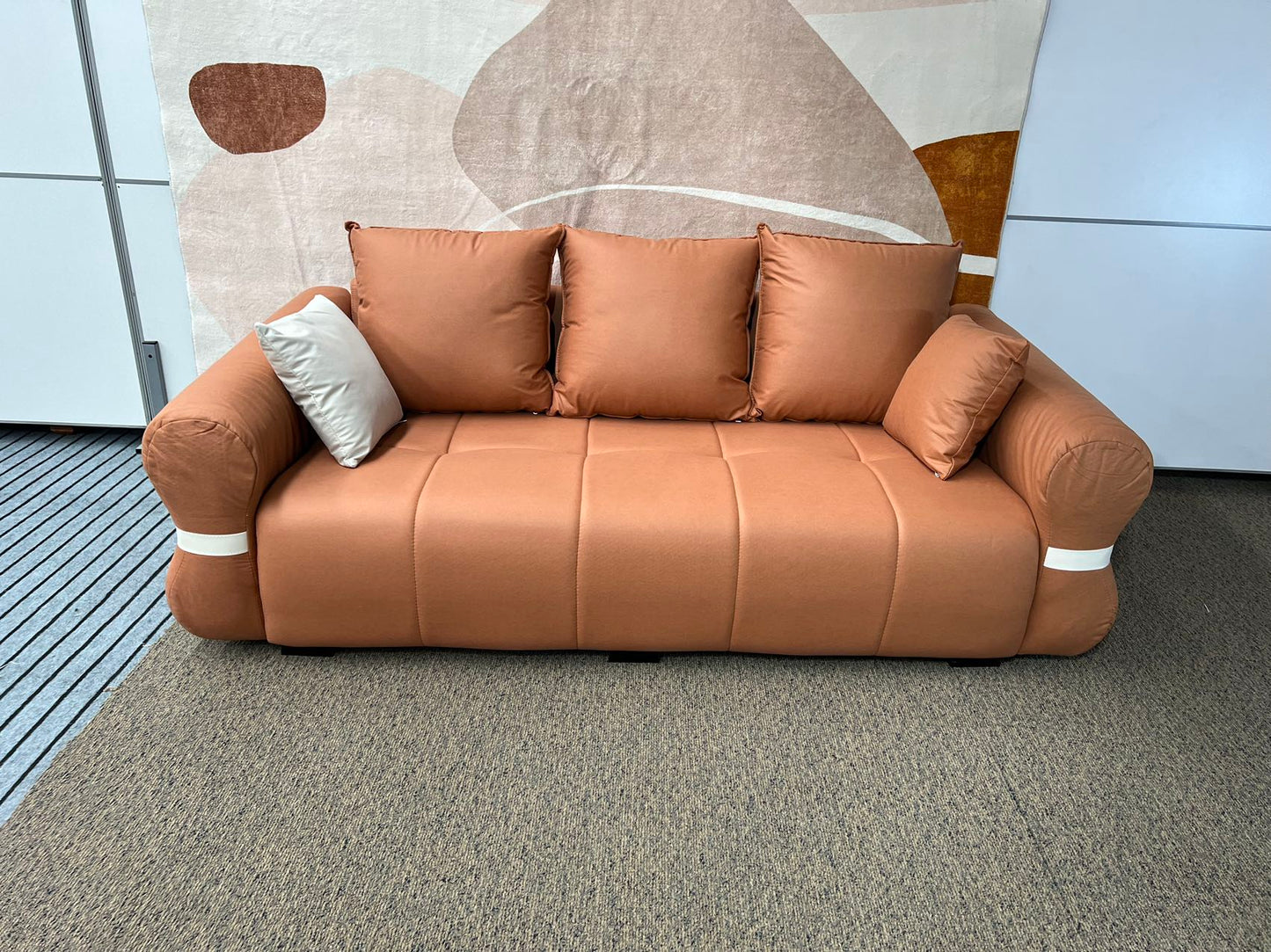 【Pre-order】CARAMEL Brown Scratch-Resistant Fabric Three-Seater Sofa Long Sofa 210cm | 1030-210