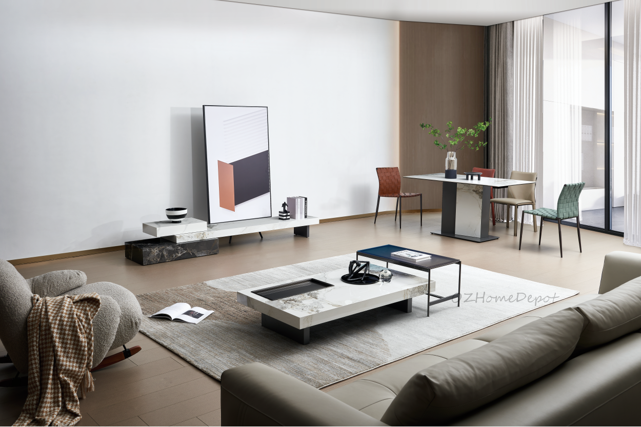 ROMILDA Large Luxury Slate-wrapped TV Cabinet and Coffee Table Set | Multifunctional | Sideboard | 2061 5061