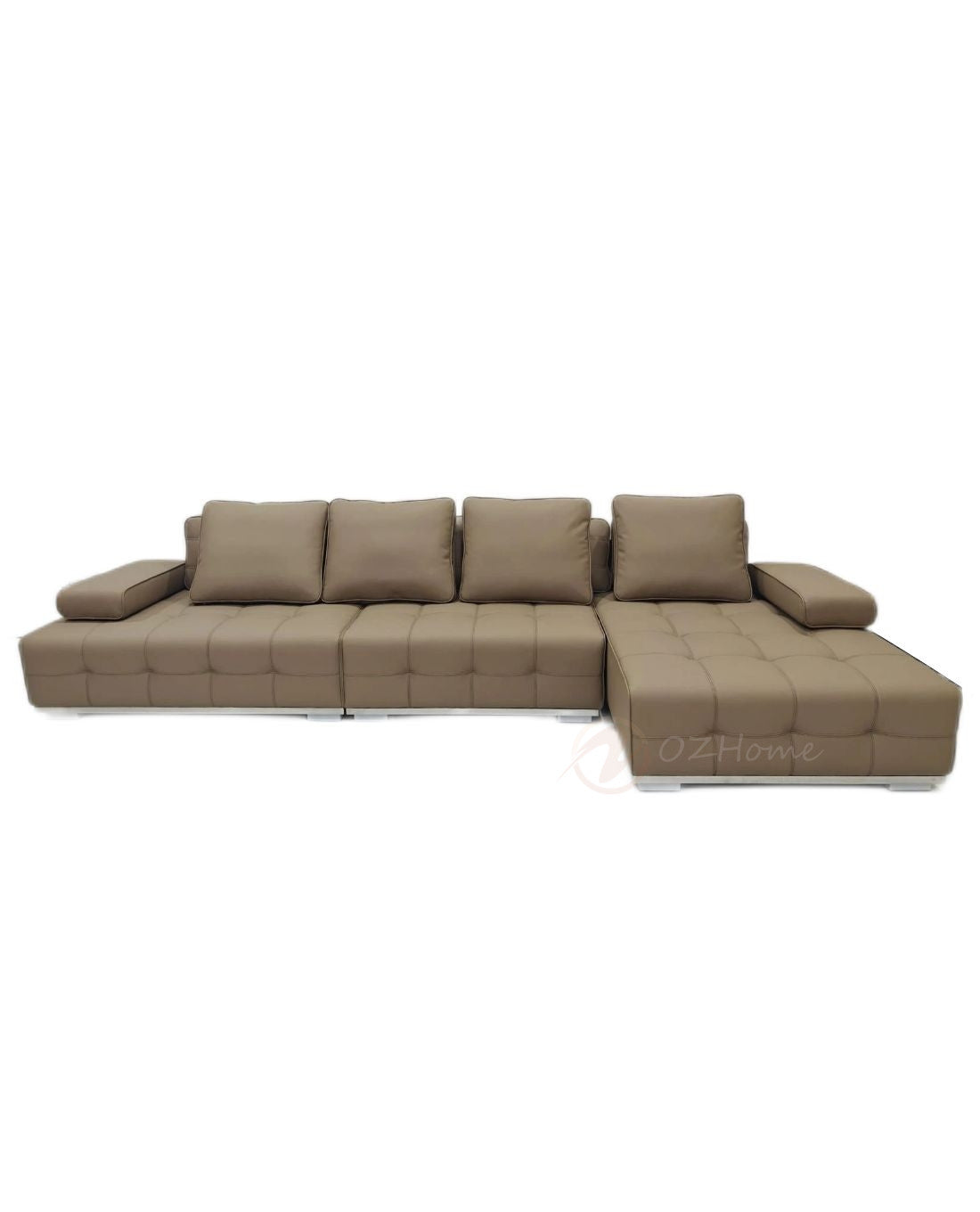 LAURENCE Light Brown Genuine Leather Large Cushion Adjustable Corner Sofa | 1034