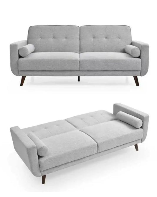 EVELYN 3 Seater Sofa Bed/Easy to clean/polyester upholstery/Rubberwood legs/Grey