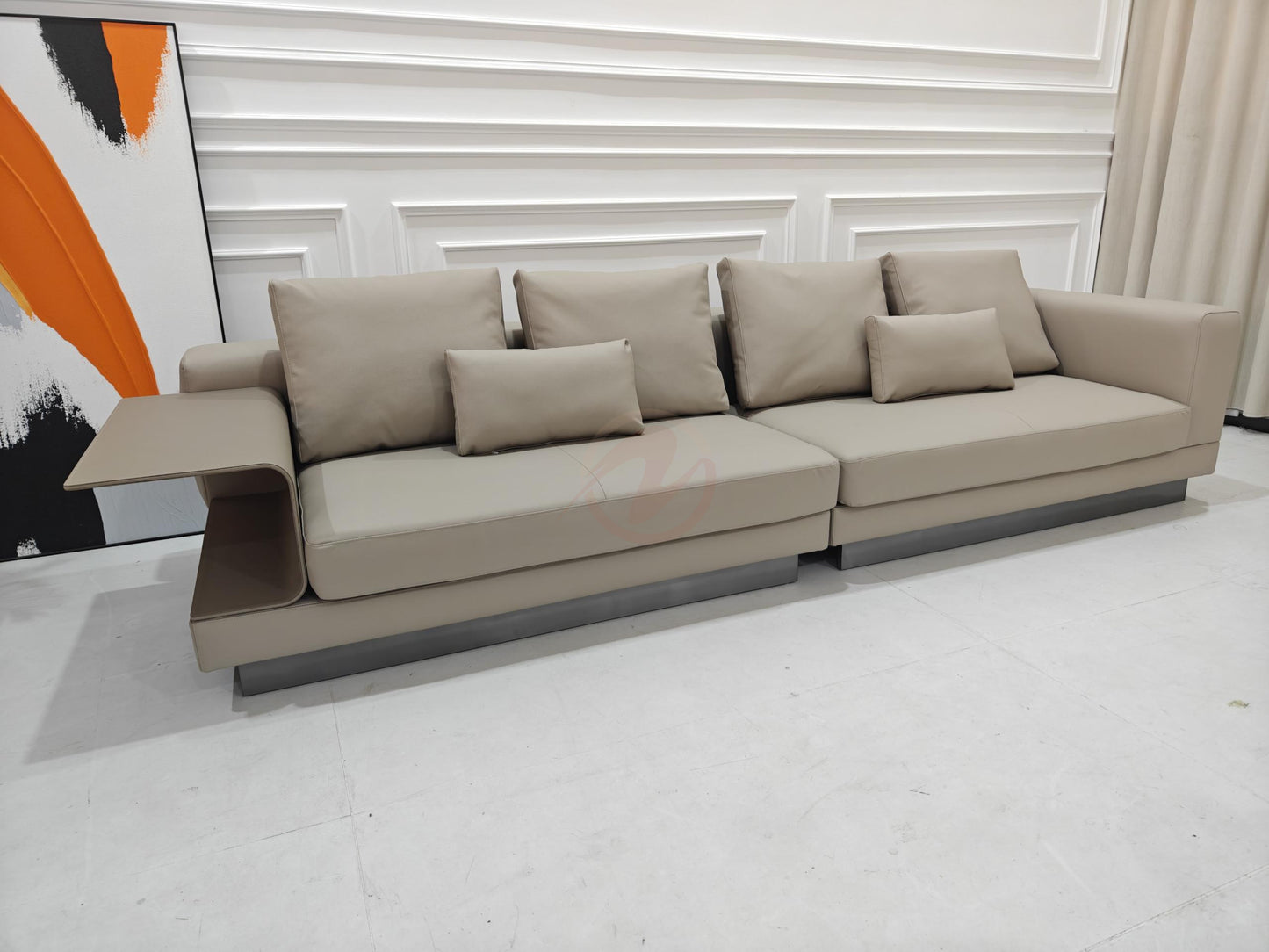 CONNOLLY Luxury Edition Large Sofa with Leather Trim and Armrest, 340cm | 1035-340