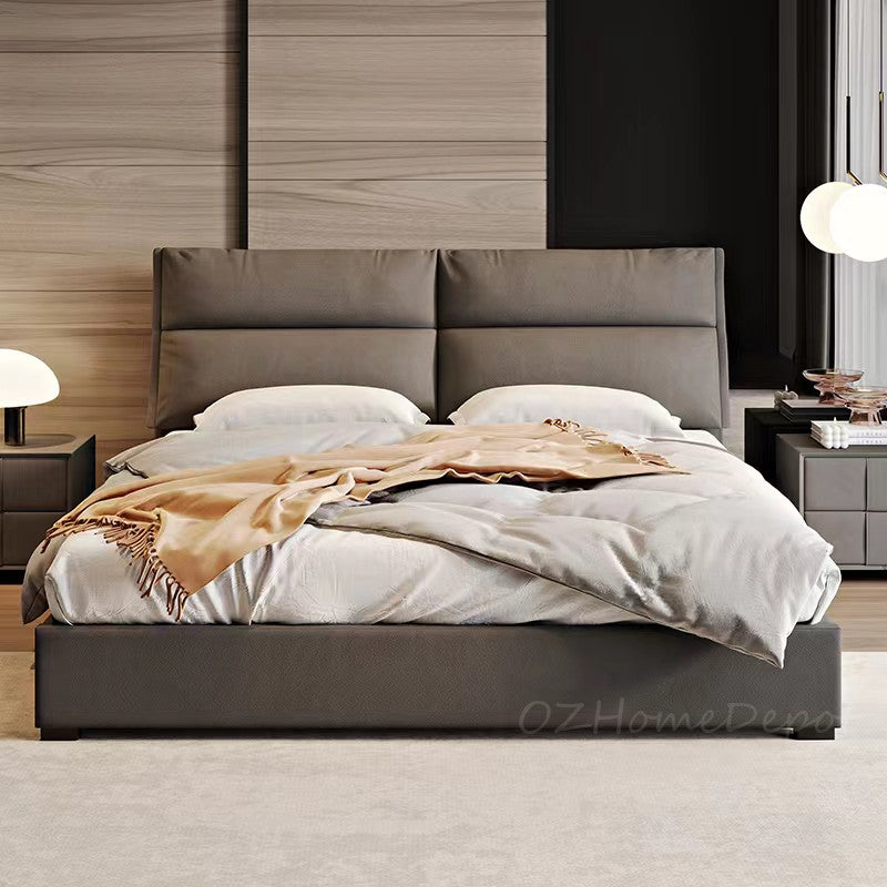 PETRA Cushion Back Leathaire Bed Frame Queen/ King/ Steel legs