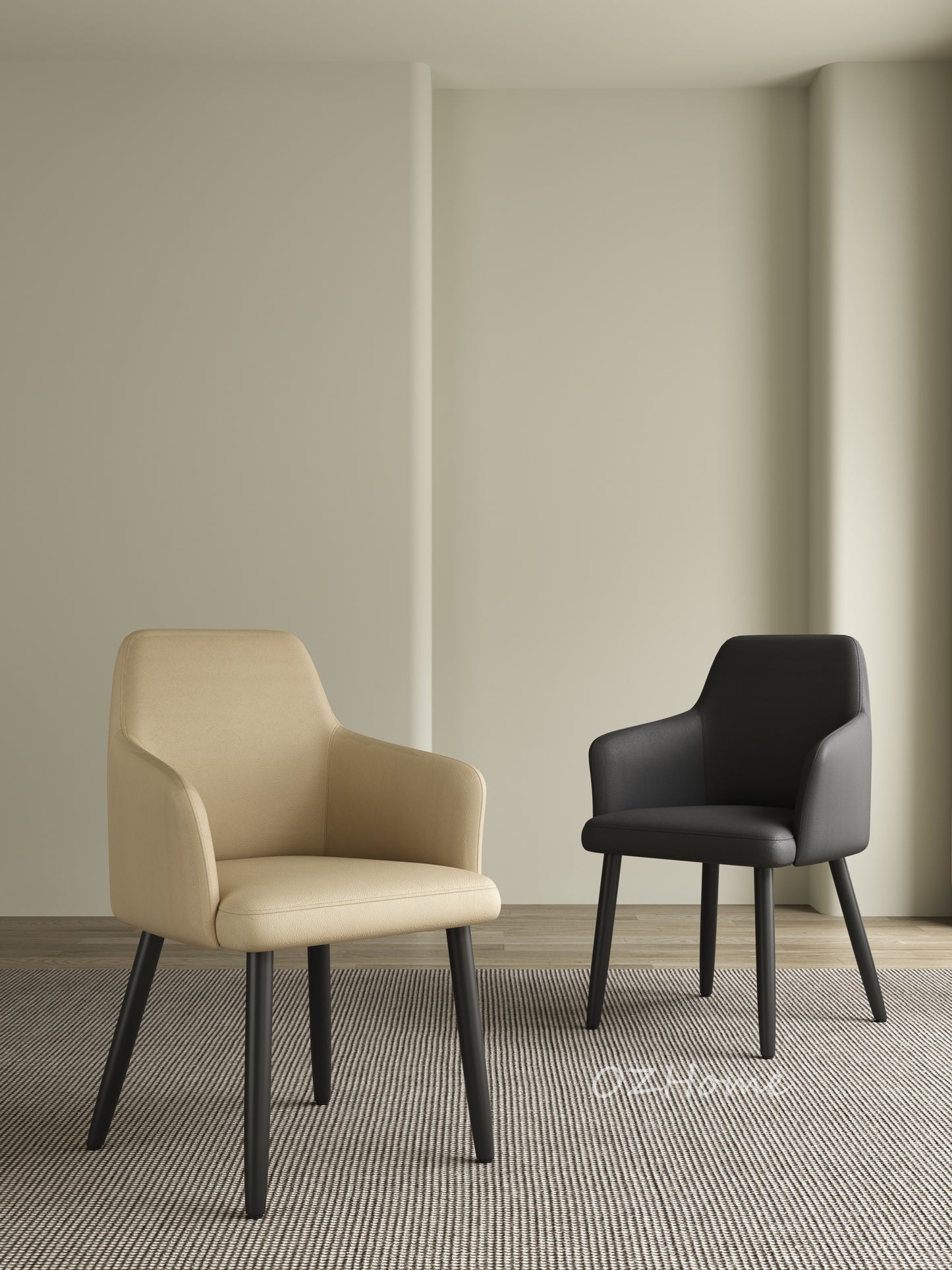 OSWALD High-Fiber Leather Dining Chair with Armrests | Comfort Edition | Modern Style | 4095