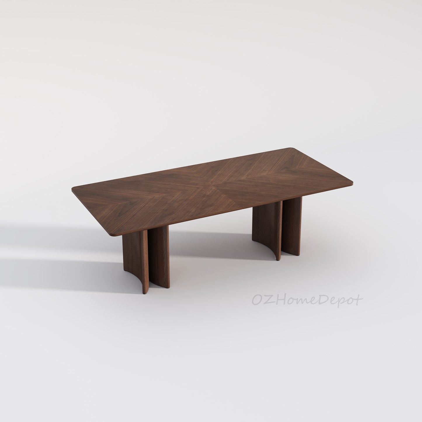 MARS Parquet Timber Walnut Color Dining Table/Solid Timber Frame/Natural Wood Color Legs