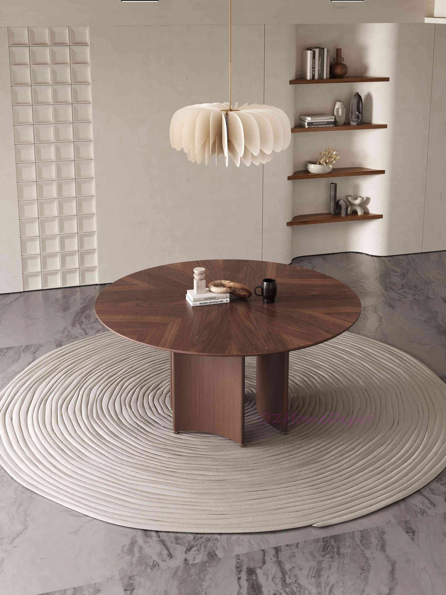 CALLIOPE Timber Walnut Color Round Dining Table 120cm `135cm 150cm 9068