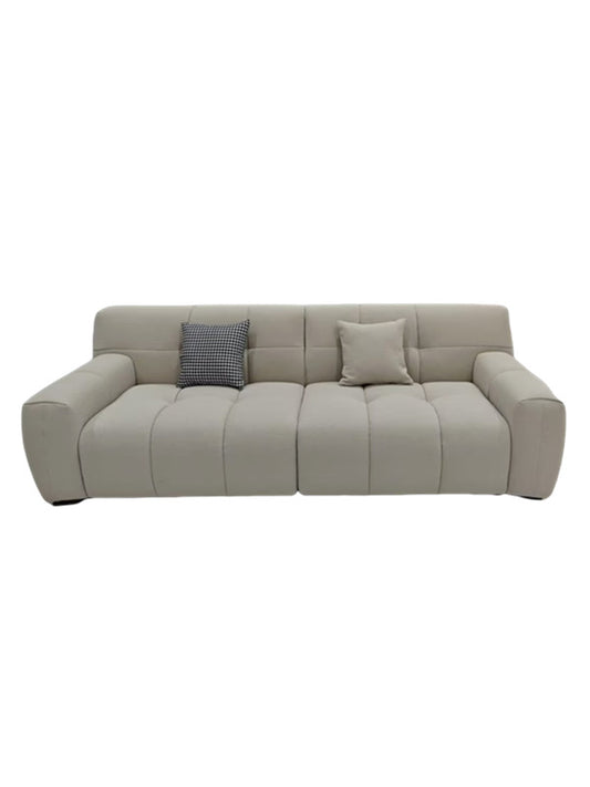 CANDY Oatmeal Teddy Velvet Three-Seater Sofa with Latex Cushions, 240cm