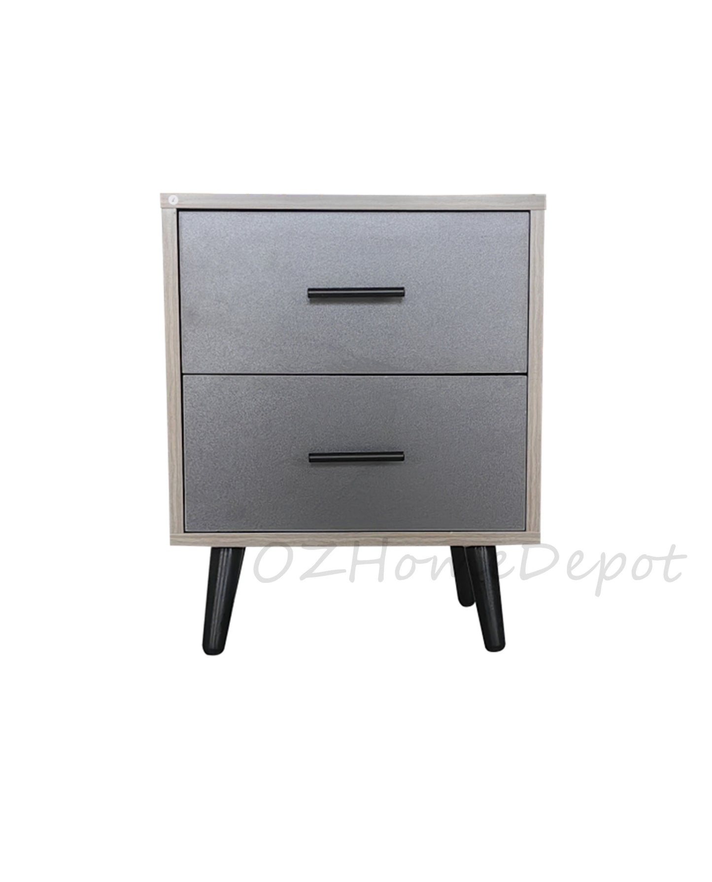 Coffee-colored Wood Grain with Gray Two-Drawer Bedside Cabinet | Storage Cabinet | 0020