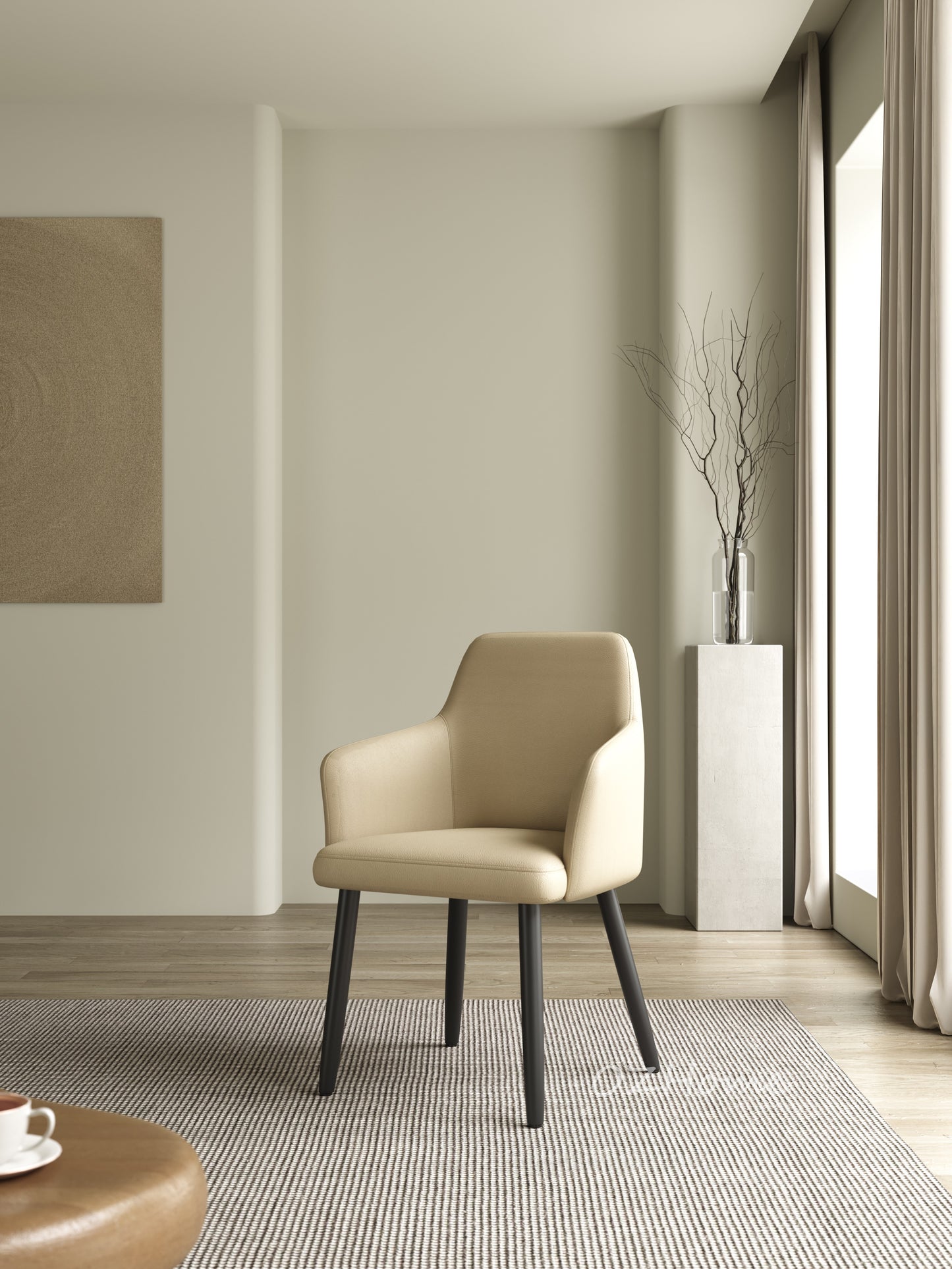 OSWALD High-Fiber Leather Dining Chair with Armrests | Comfort Edition | Modern Style | 4095