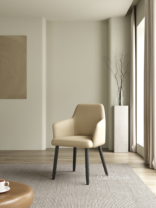 OSWALD High-Fiber Leather Dining Chair with Armrests | Comfort Edition | Modern Style | 4095