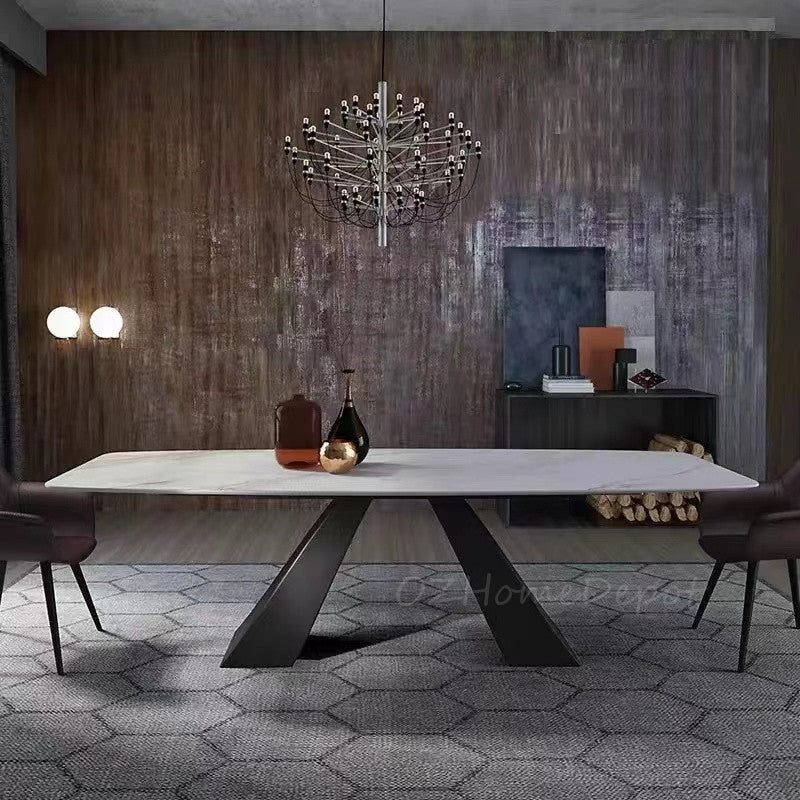 Keanu Rectangular Ceramic Dining Table/Steel Base/ Mordern/Minimalistic