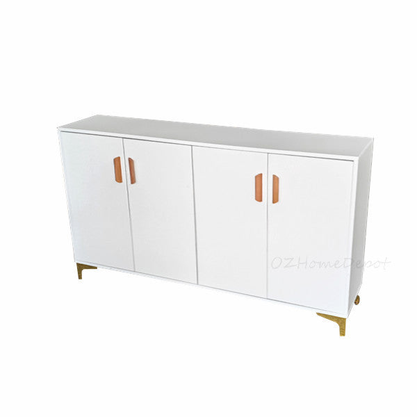 Natural Wood Color with White Four-Door Large 140cm Shoe Cabinet | SS-002