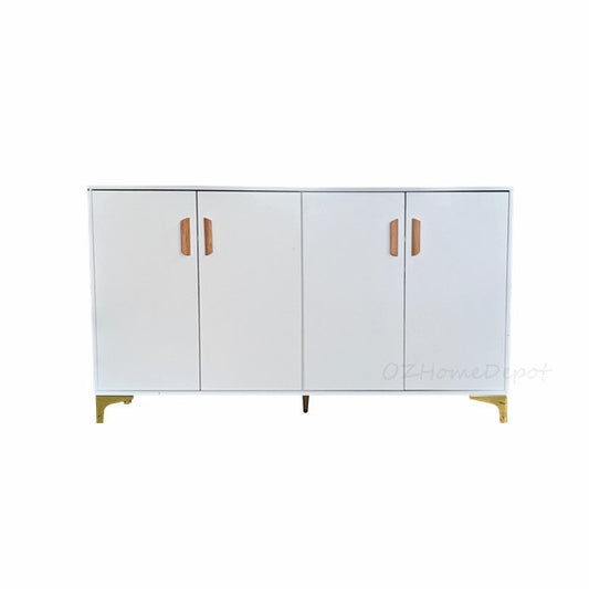 Natural Wood Color with White Four-Door Large 140cm Shoe Cabinet | SS-002