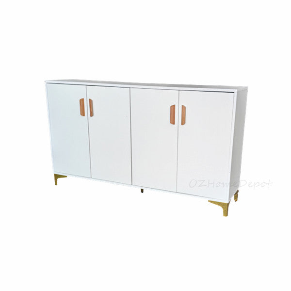 Natural Wood Color with White Four-Door Large 140cm Shoe Cabinet | SS-002