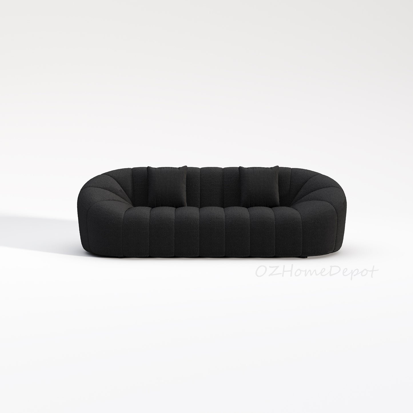 【Pre-sale】NERO Black Nordic Design Teddy Velvet Shaped Single Sofa Cover Set 1061