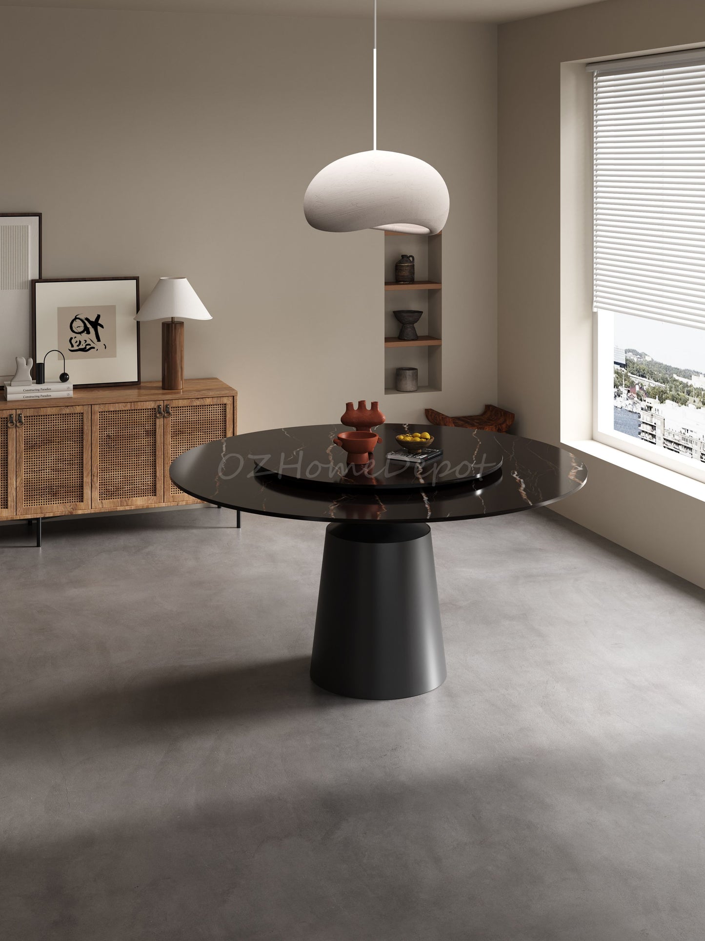 Vinasse Black Sintered Stone Round 135cm Dining Table/ Sintered Stone top/Modern/comtemporary