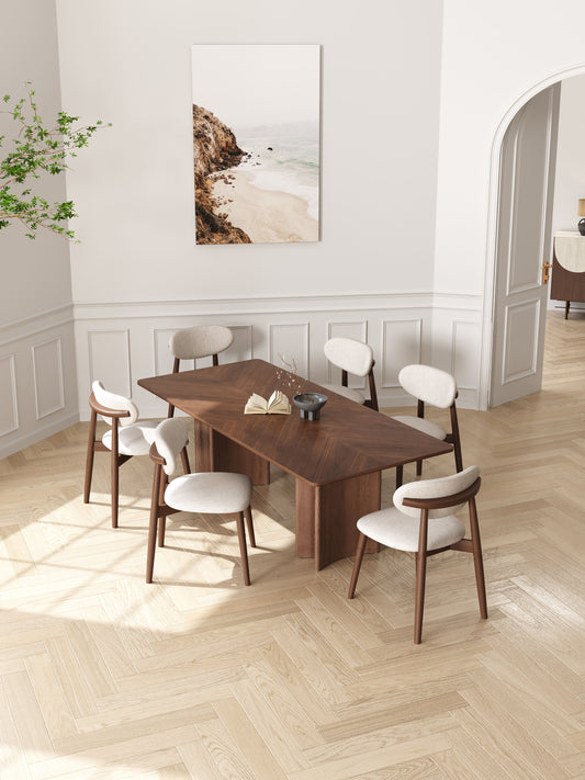 MARS Parquet Timber Walnut Color Dining Table/Solid Timber Frame/Natural Wood Color Legs