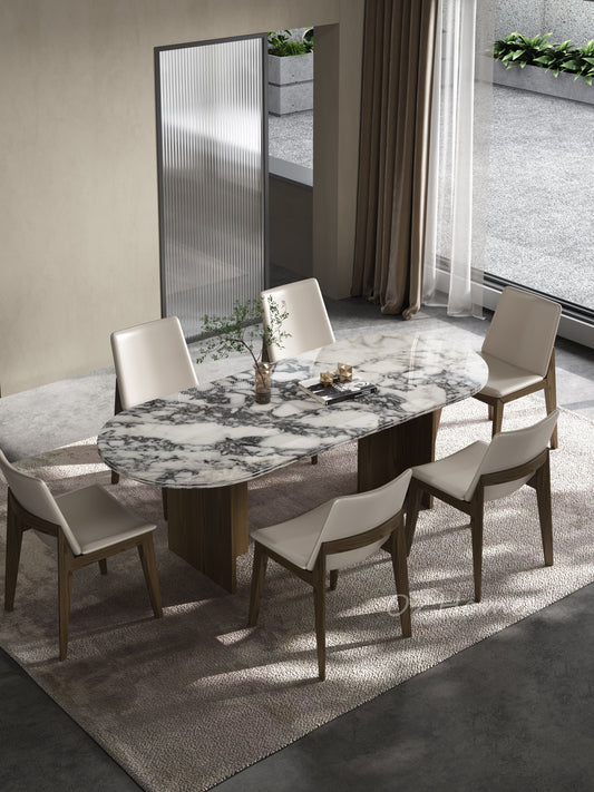 SERVIUS Italian Style Luxury Edition Natural Cut Marble Bvlgari Golden Luxury Stone Long Dining Table Multiple Sizes | 9053