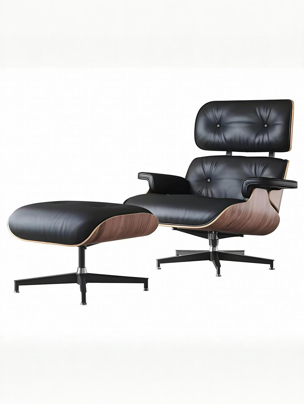 EAMES Classic Replica Eames Black Leather Lounge Chair with Ottoman | S-2001-ORG