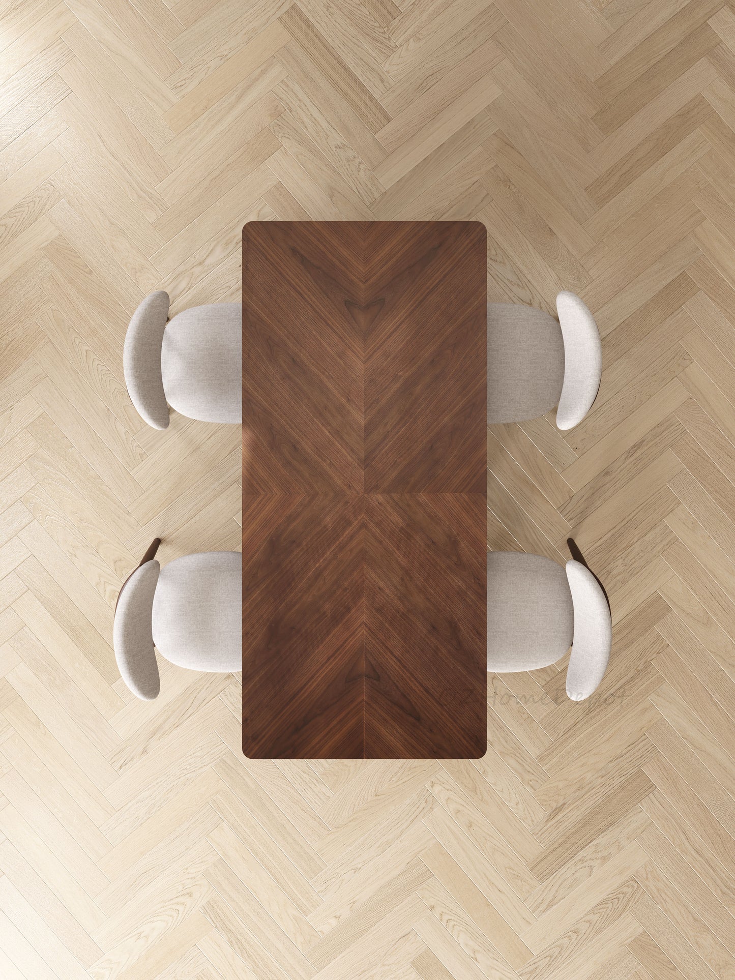 MARS Parquet Timber Walnut Color Dining Table/Solid Timber Frame/Natural Wood Color Legs