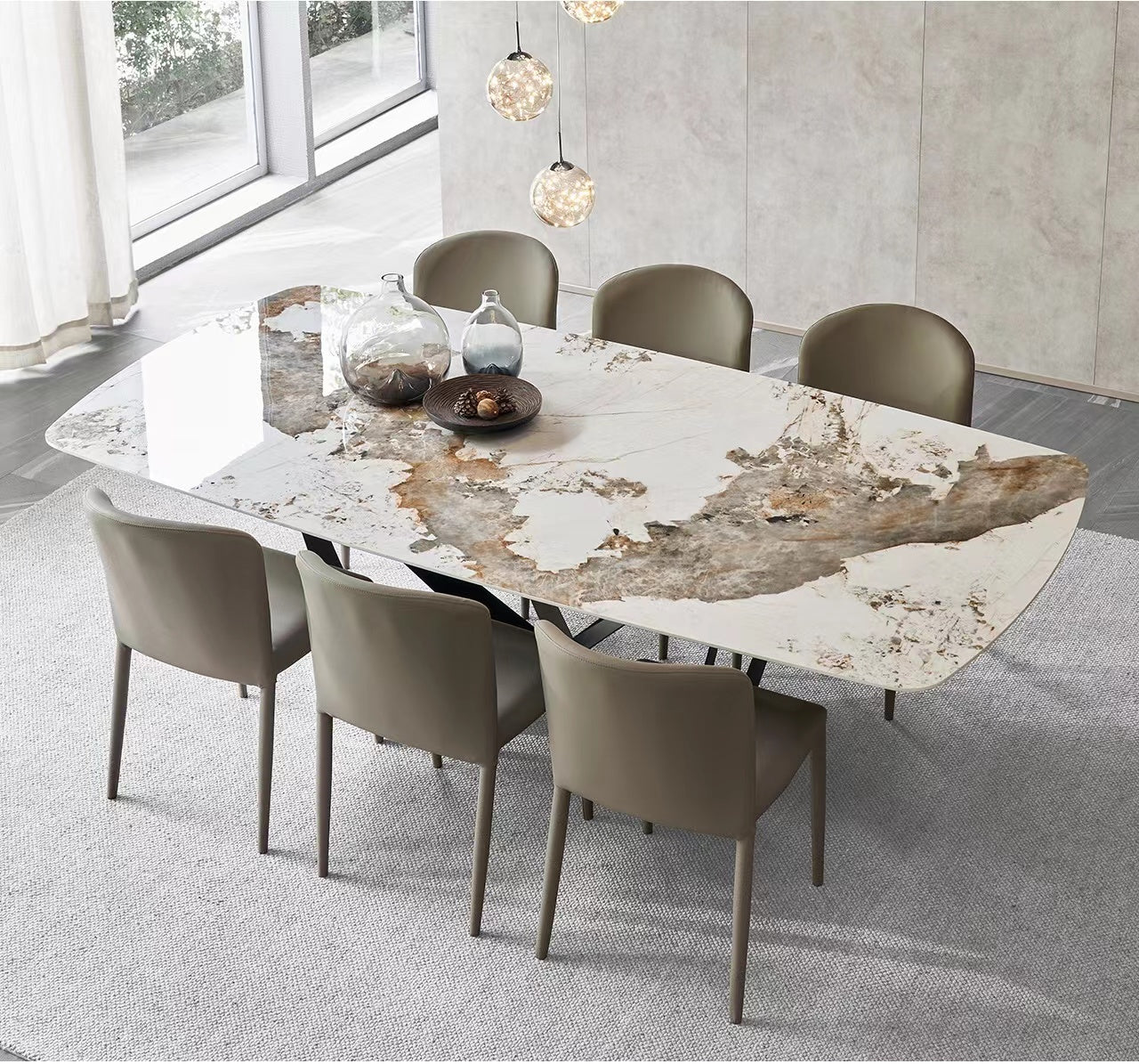 RAMSIE Pandora Ceramic Tabletop Dining Table 1.8M/2.0M/2.2M / 2.4M Glossy Multi-Color Top