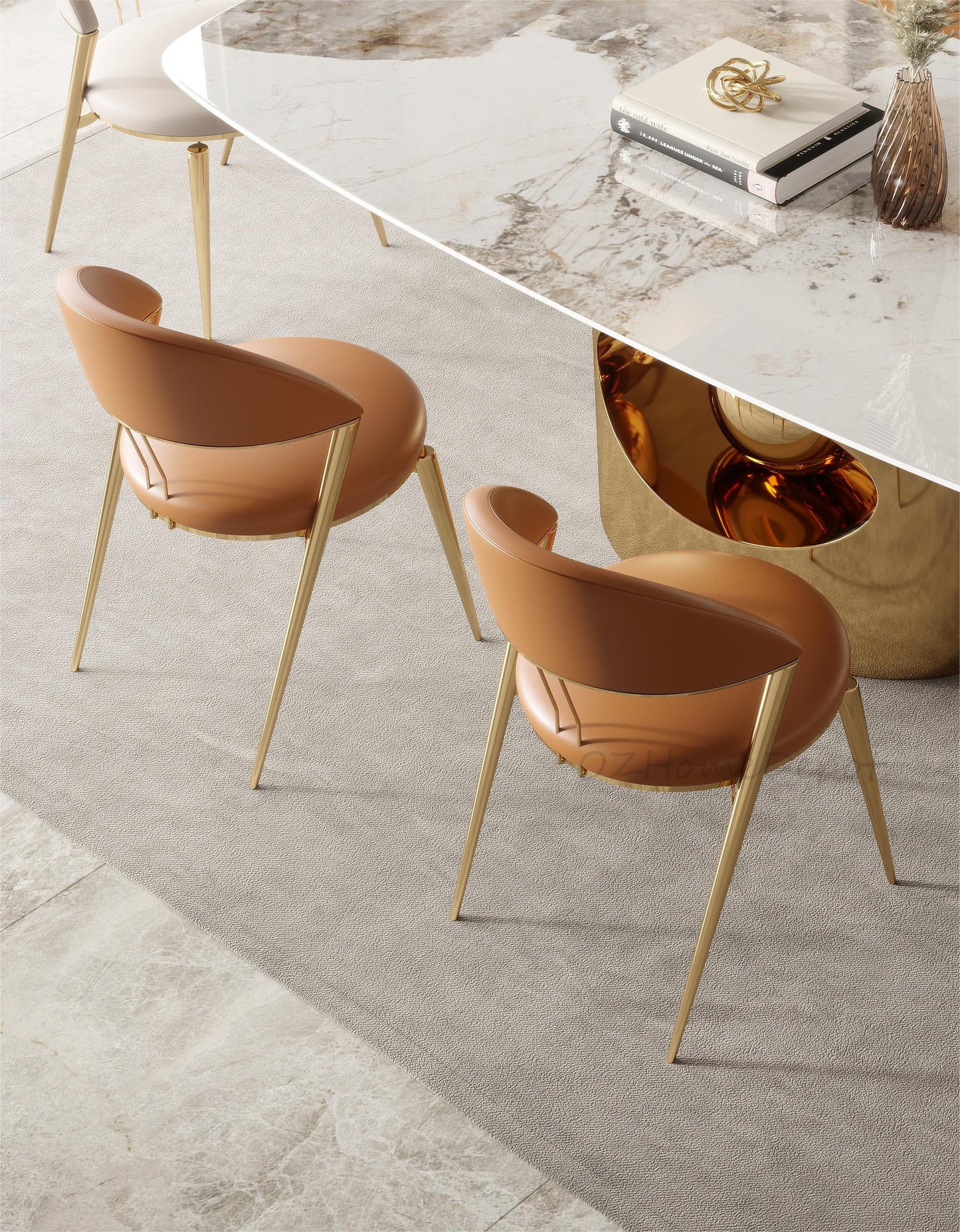 CHOU PU Leather Dining Chair /leather/Nordic/ Contemporary