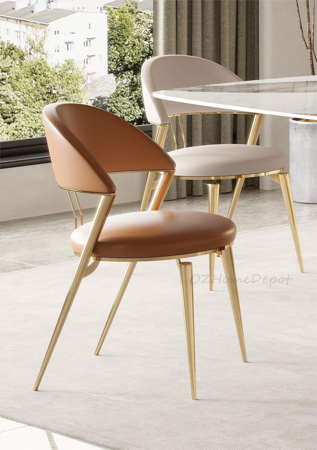 CHOU PU Leather Dining Chair /leather/Nordic/ Contemporary