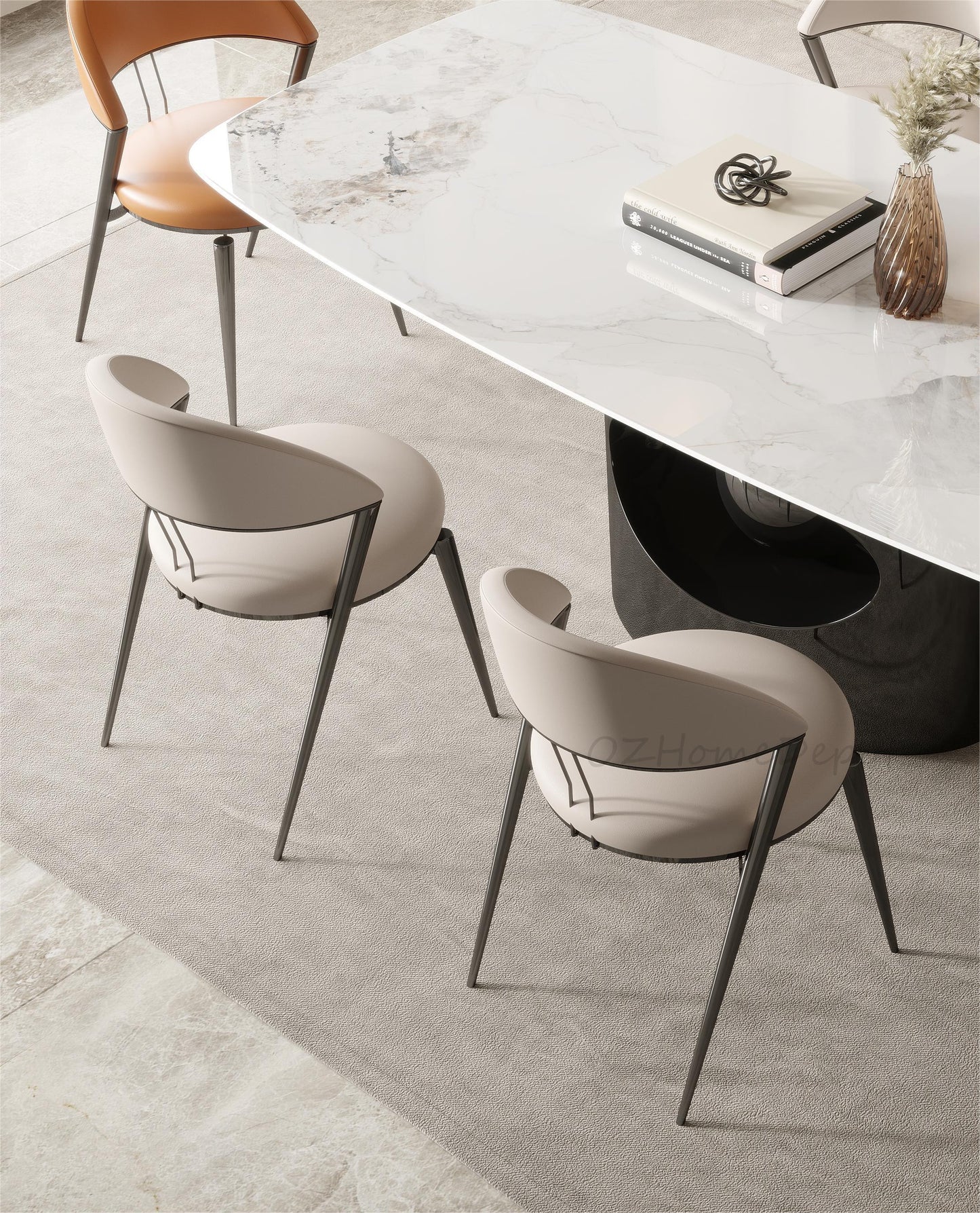 CHOU PU Leather Dining Chair /leather/Nordic/ Contemporary